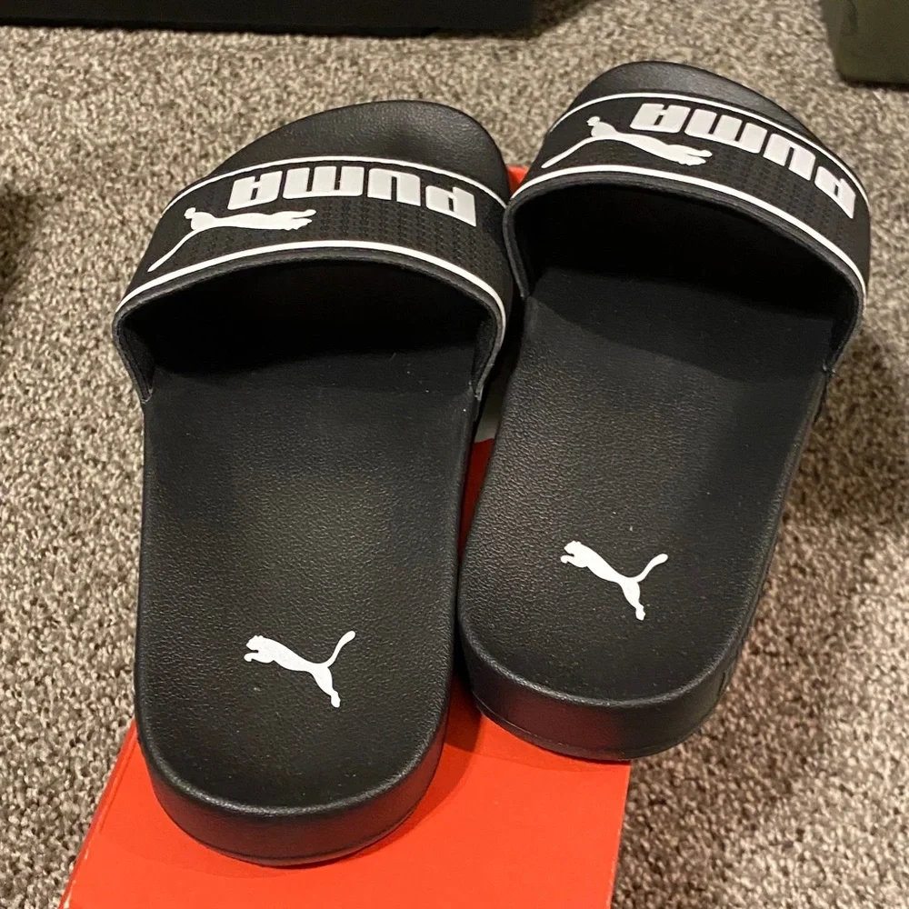 Puma Black and White Slide Sandals